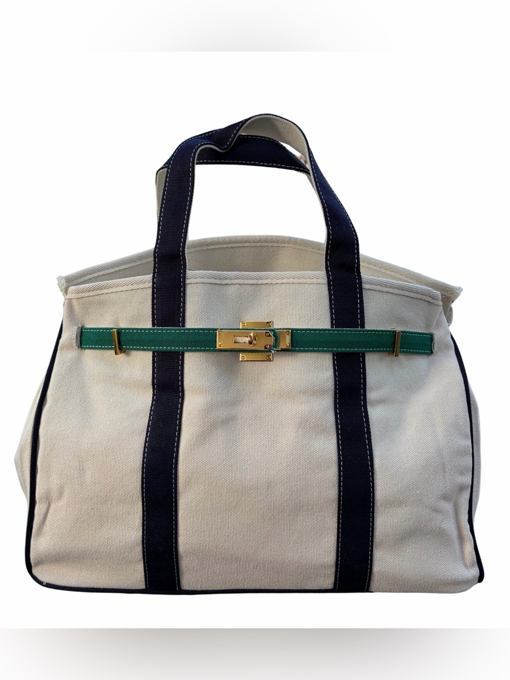 Boatkin Bag, FREE 4-Piece Styling Kit, Structured Canvas Boat Tote, BLUE & GREEN - Picture 6 of 9